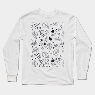 Leaf Doodle Seamless Surface Pattern Design Long Sleeve T-Shirt